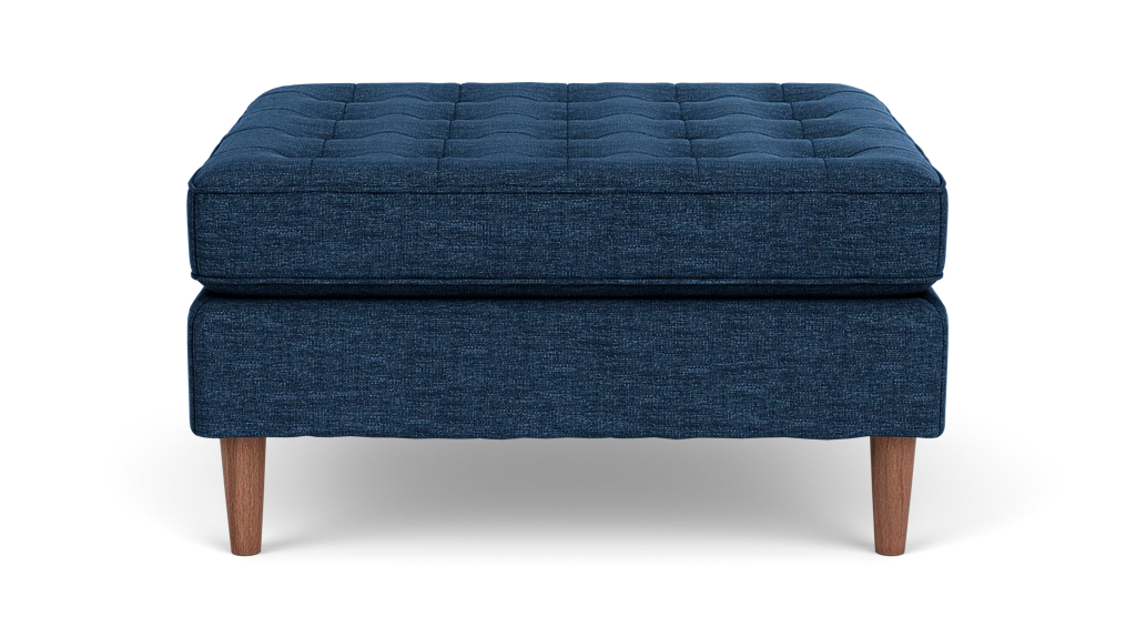 Reverie Ottoman - Key Largo Denim, Walnut Legs