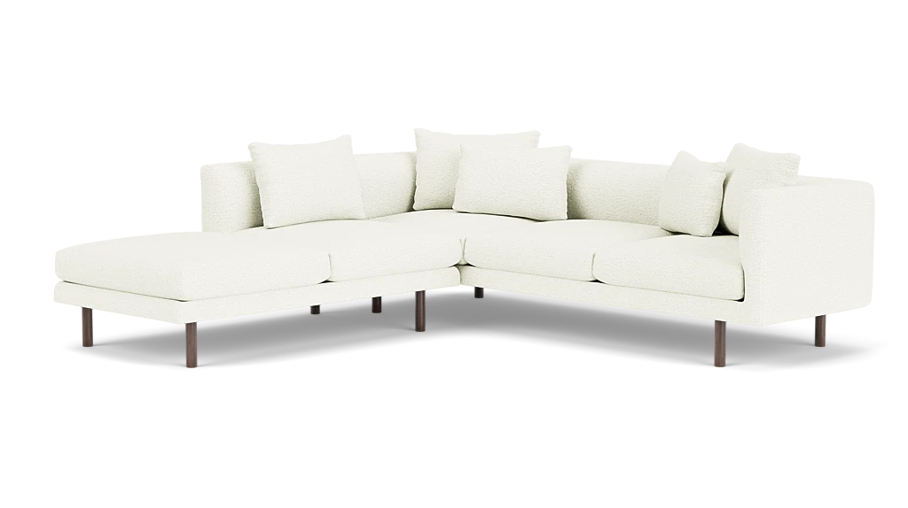 Replay 2-Piece Sectional Sofa With Backless Chaise - Boucle Cream, Walnut Legs