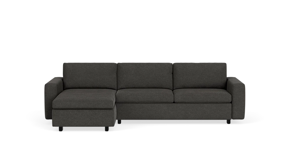 Reva 2-Piece Sectional Sleeper Sofa With Storage Chaise - Coda Ash, Black Legs