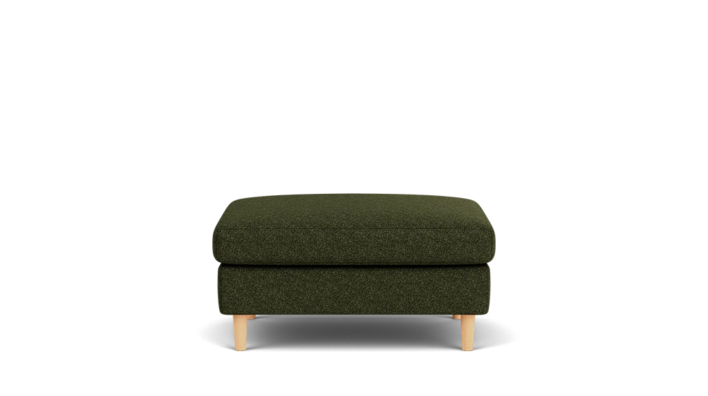 Oskar Plush Ottoman - Lana Olive Green, Oak Legs