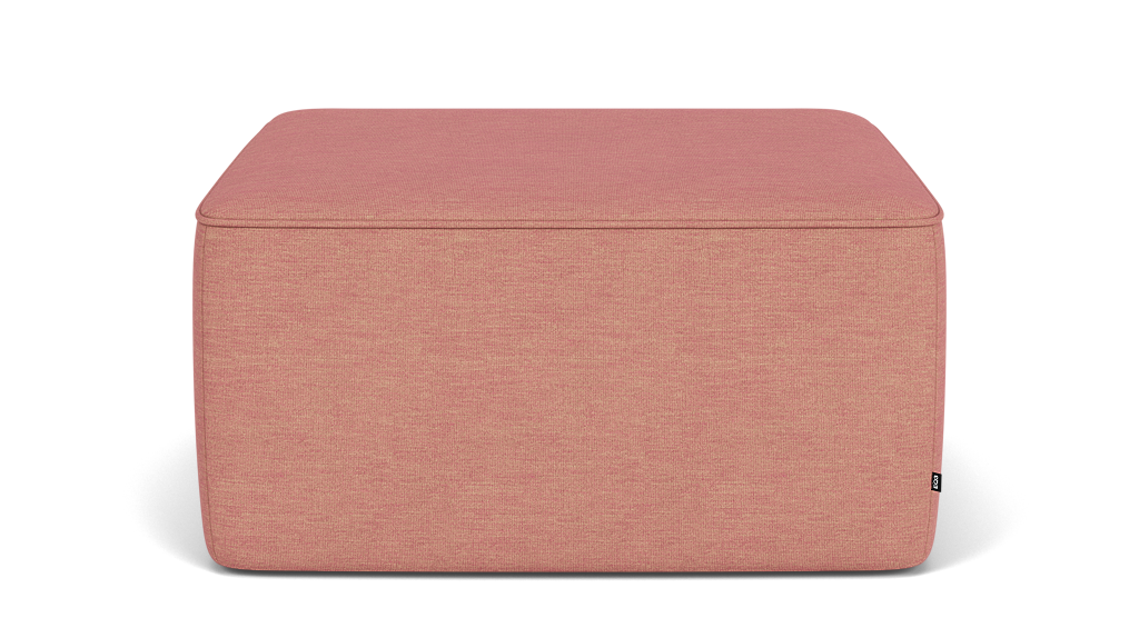 The Wander Square Ottoman - Uniform Melange Coral, Glides