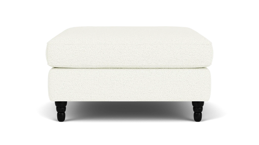 Slope Ottoman - Boucle Cream, 4.5" Spindle Legs