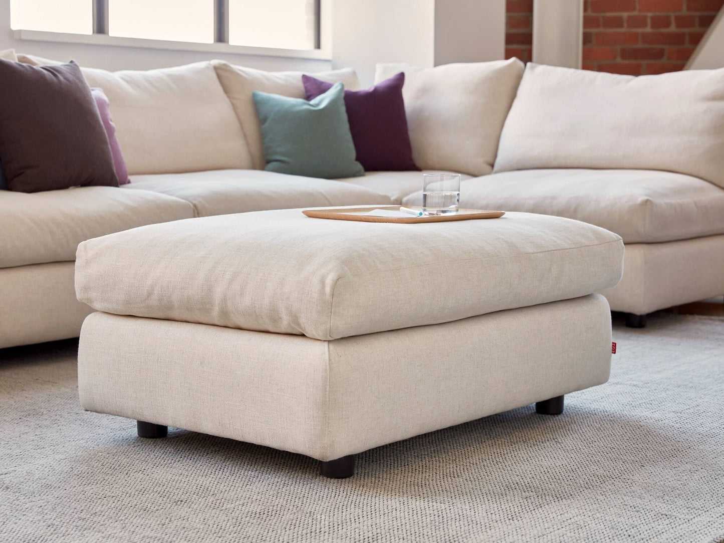 Cello Plush Ottoman - Donna Dark Brown -  2.5" Rotatable Legs Image - 3