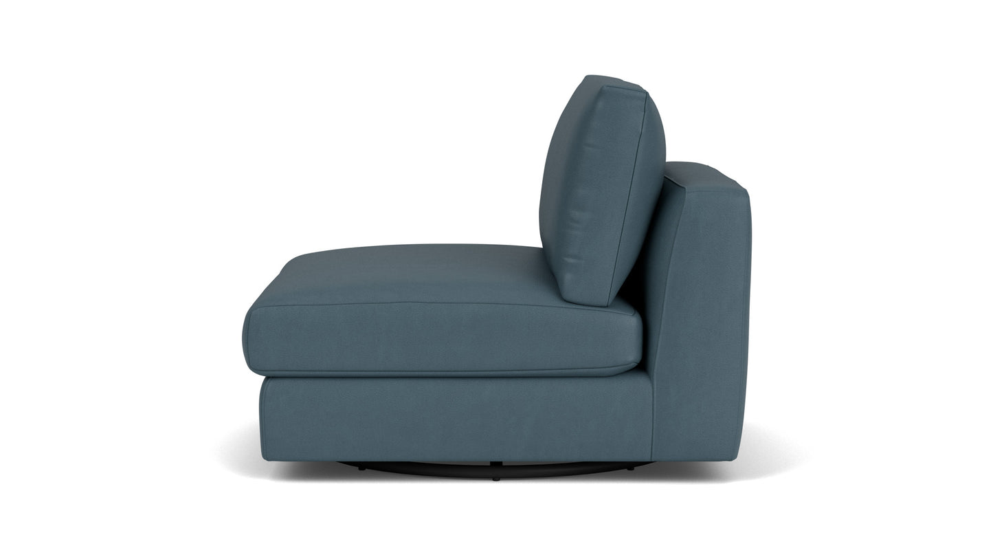 Cello Armless Swivel Chair - Donna Blue Well Leather Image - 4
