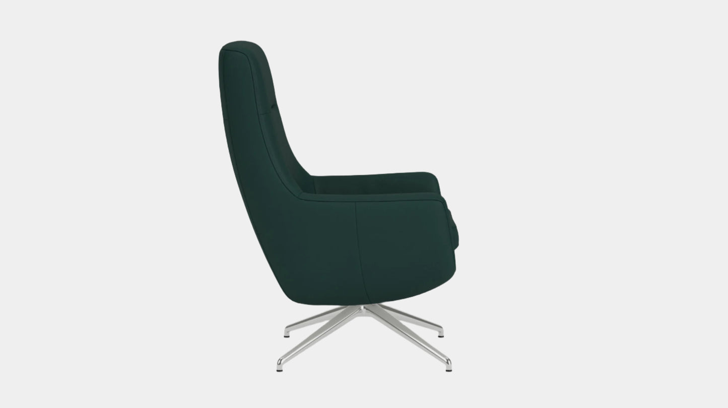 Suite Chair - Paloma Deep Green - Polished Metal Base Image - 2
