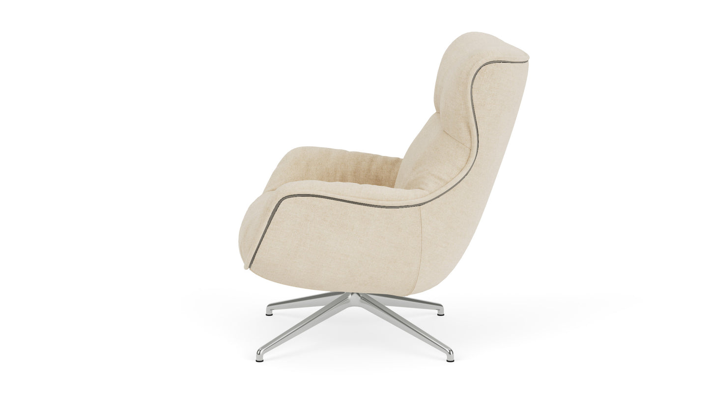 Arie Welt Chair - Aspen Pebble Front and Back Fabric - Polished Metal Base Image - 4