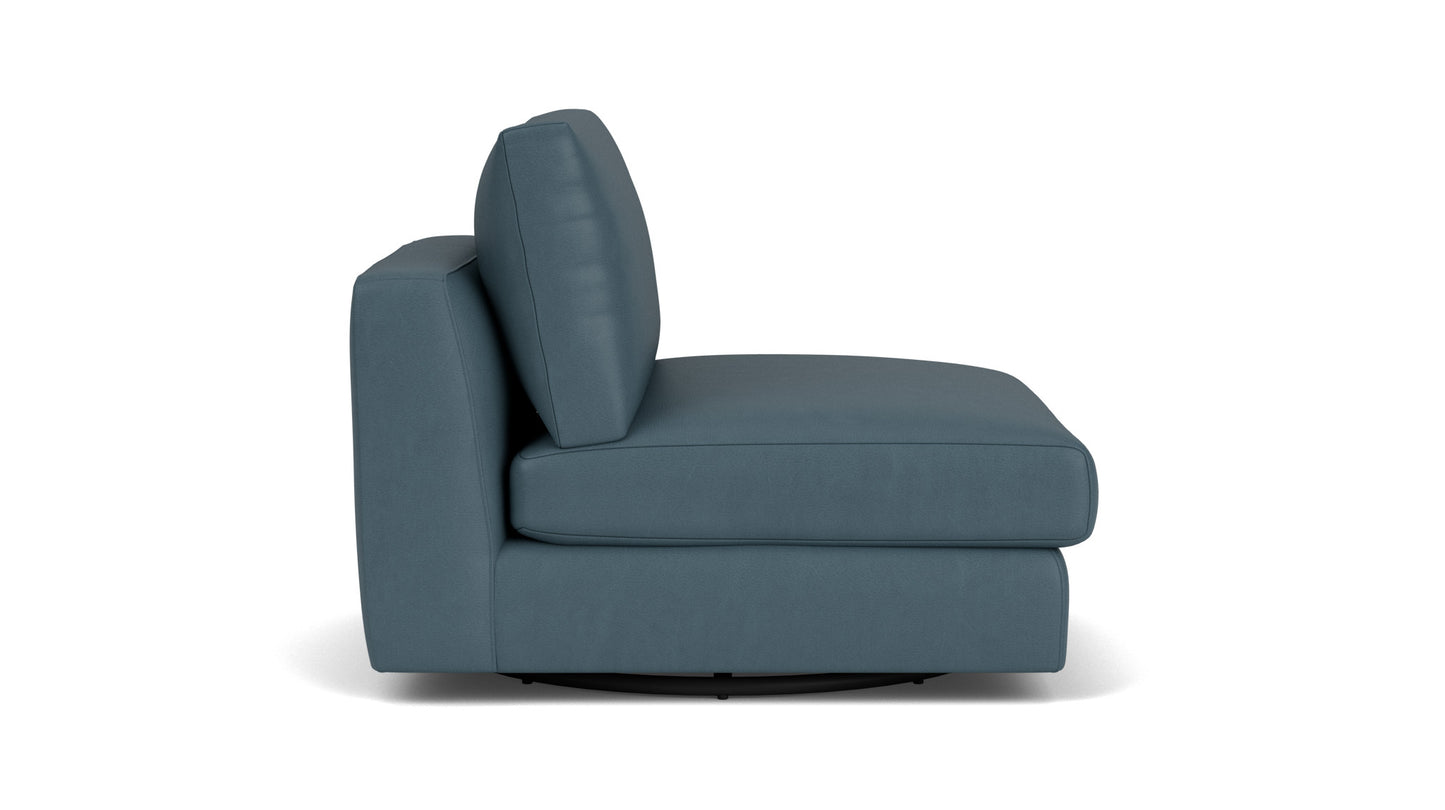 Cello Armless Swivel Chair - Donna Blue Well Leather Image - 2