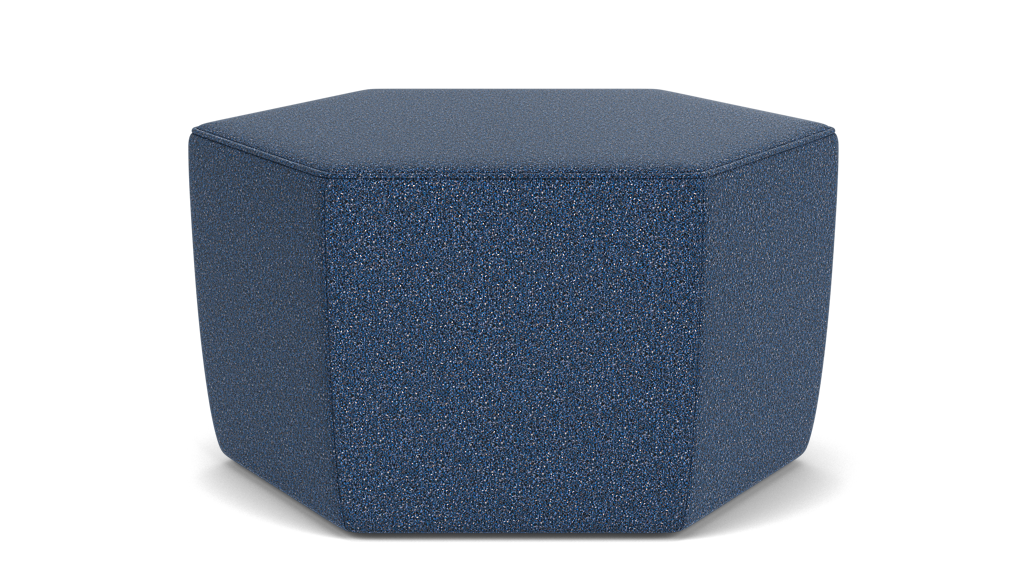 The Wander Hexagon Ottoman - Ola Denim, Glides Image - 1