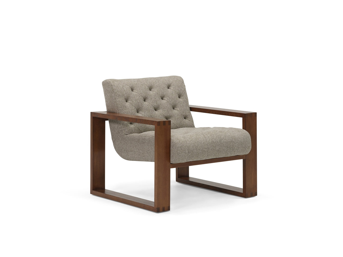 Wyatt Tufted Chair - Brentwoods Pepper  - Wood dimension image - 1
