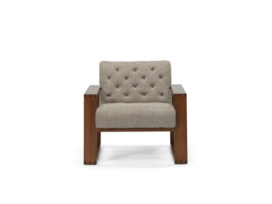 Wyatt Tufted Chair - Brentwoods Pepper  - Wood main image