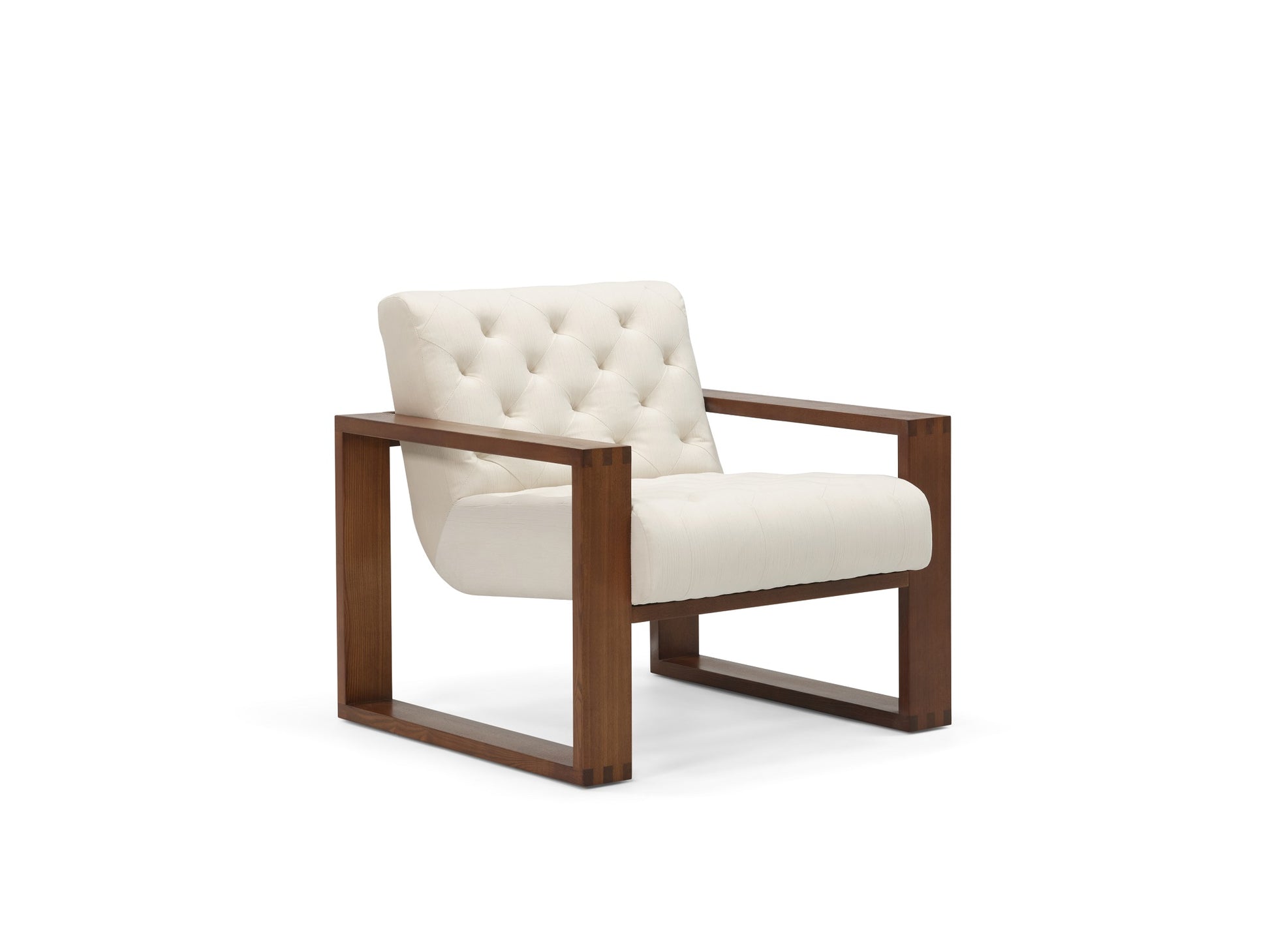 Wyatt Tufted Chair - Prestige Vanilla  - Wood  dimension image - 1