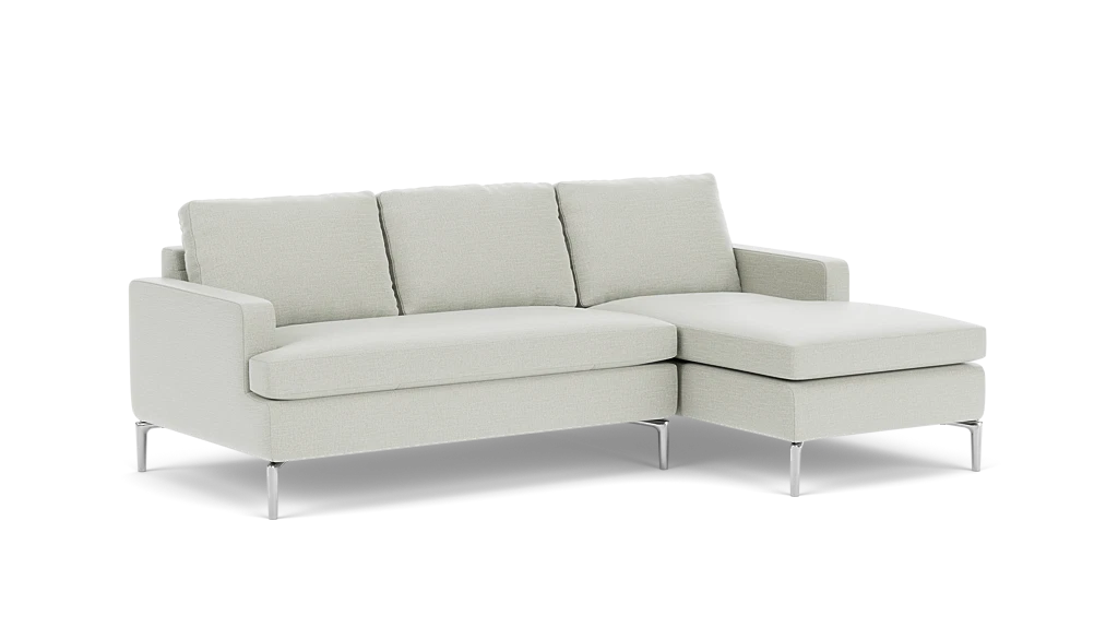 Eve Canapé modulaire deux pièces avec méridienne - Ceder Light Grey - Pattes Metal