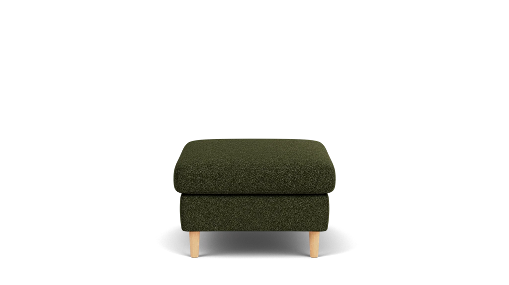 Oskar Plush Ottoman - Lana Olive Green, Oak Legs
