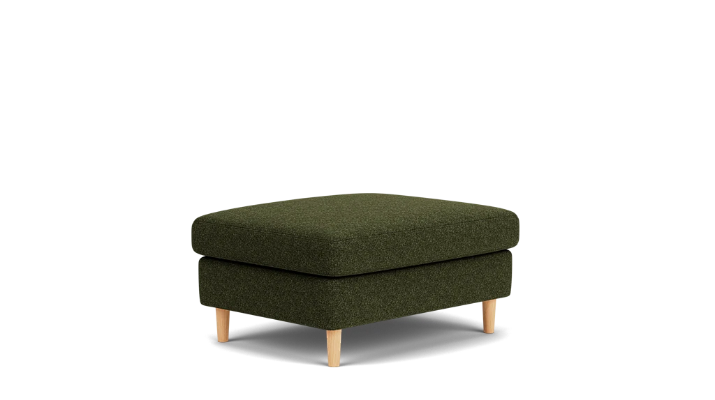 Oskar Plush Ottoman - Lana Olive Green, Oak Legs