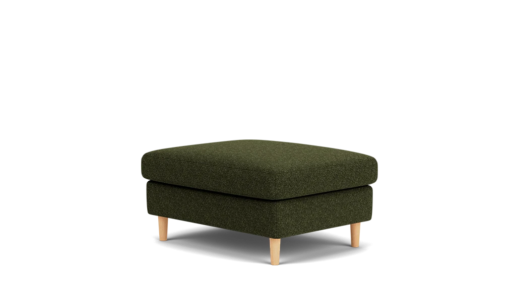 Oskar Plush Ottoman - Lana Olive Green, Oak Legs