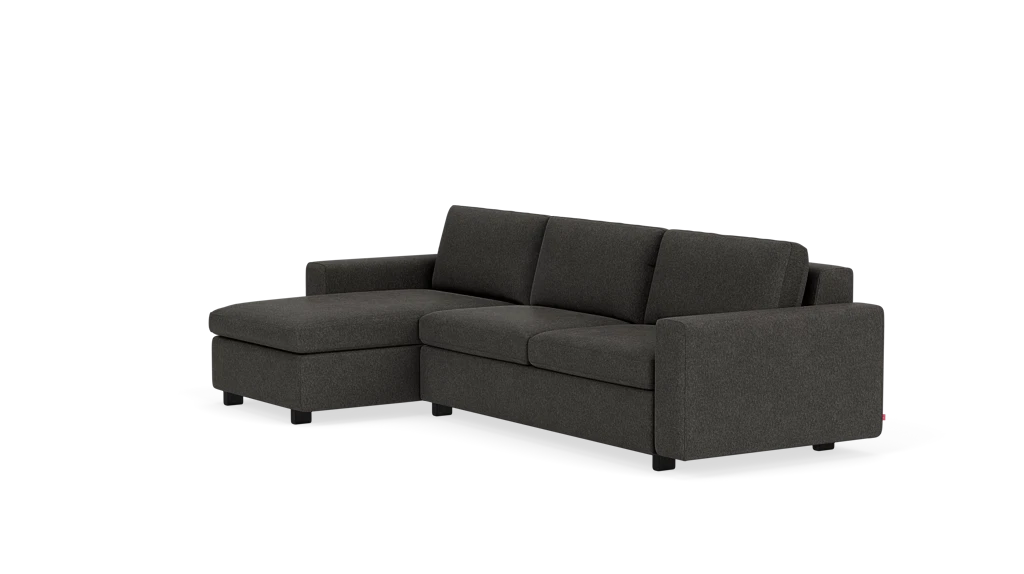 Reva 2-Piece Sectional Sleeper Sofa With Storage Chaise - Coda Ash, Black Legs