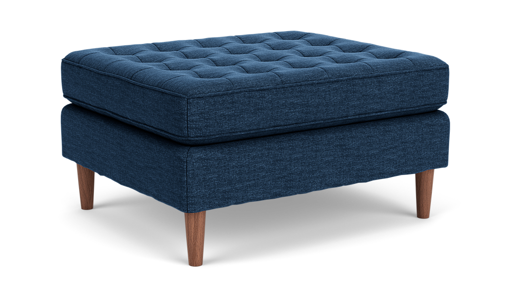 Reverie Ottoman - Key Largo Denim, Walnut Legs