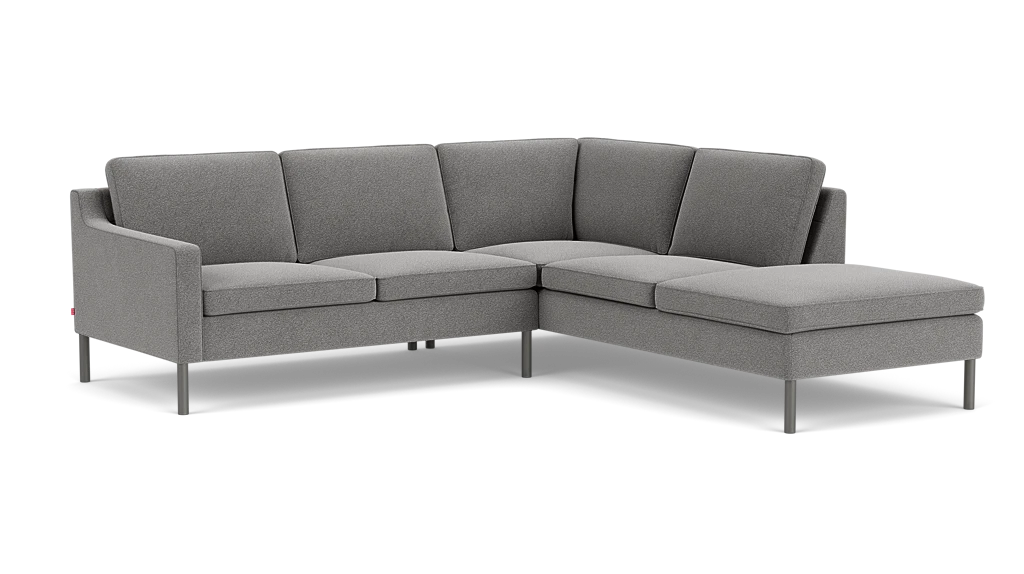Skye Canapé modulaire deux-pièces avec module d’angle - Mila Grey - Pattes anthracite