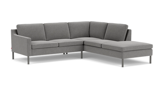 Skye Canapé modulaire deux-pièces avec module d’angle - Mila Grey - Pattes anthracite