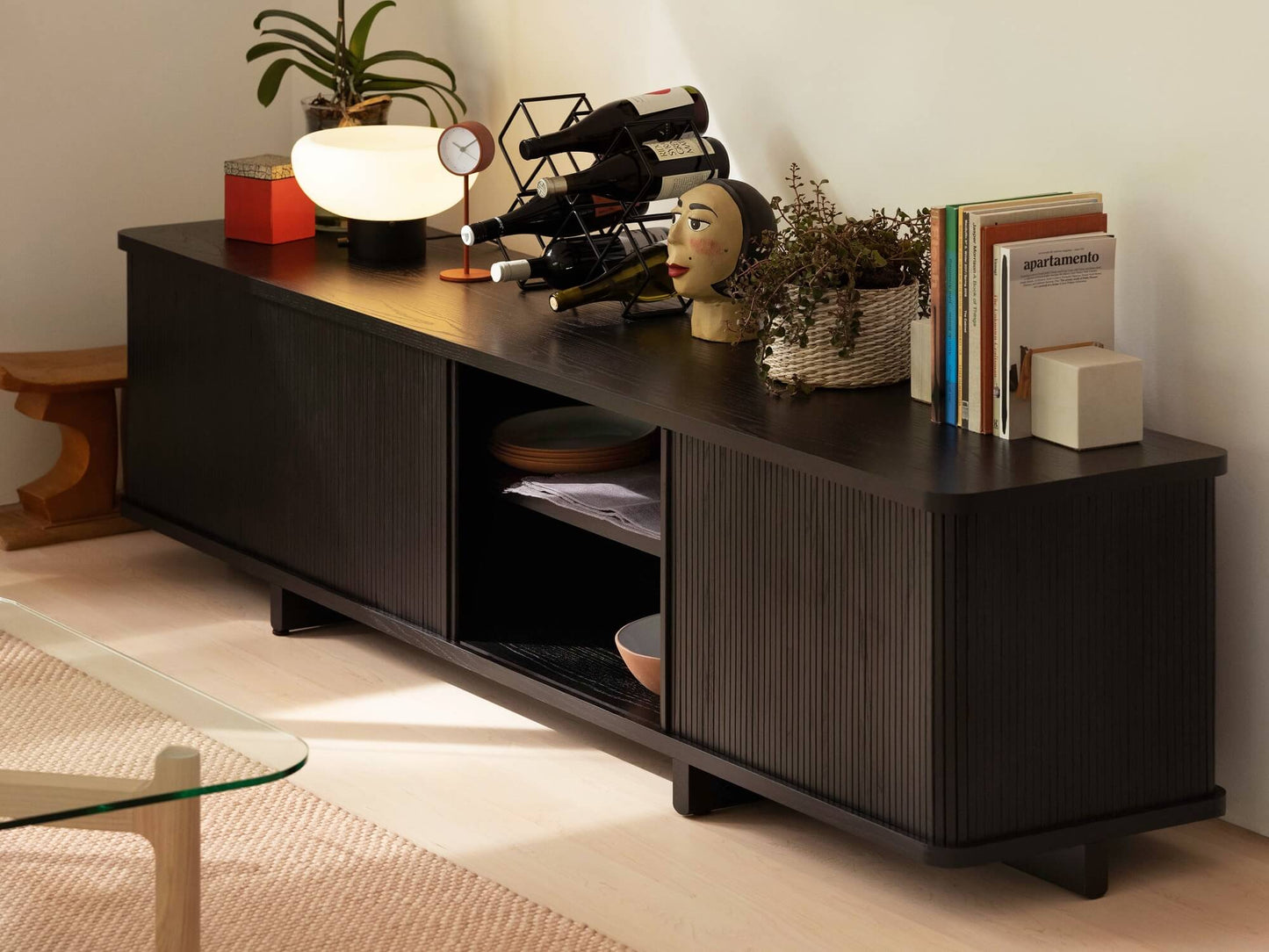 Tambour 86″ Credenza - Black lifestyle image