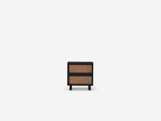 Stadium Double Drawer Nightstand - Black Oak group image - 1