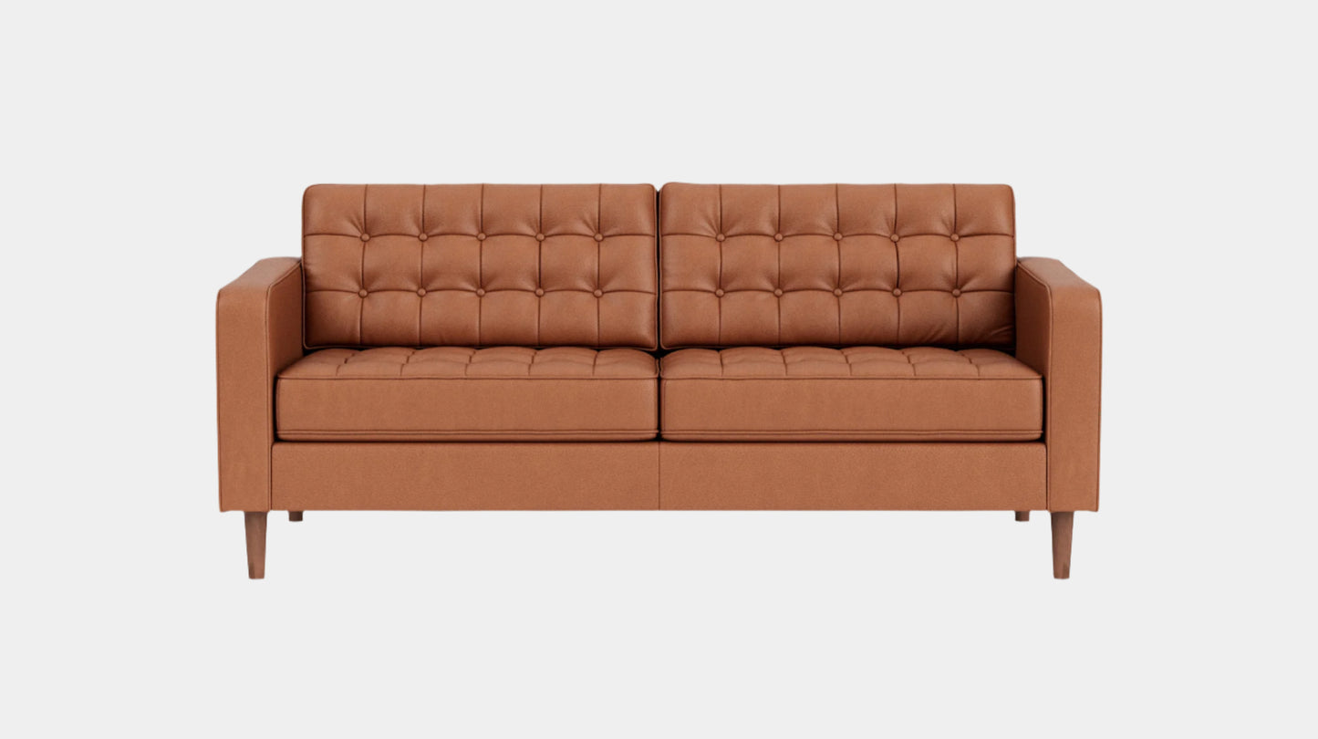 Reverie Apartment Sofa - Donna Cognac Leather - Walnut legs  Image - 1