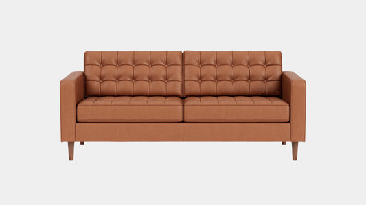 Reverie Apartment Sofa - Donna Cognac Leather - Walnut legs  Image - 1