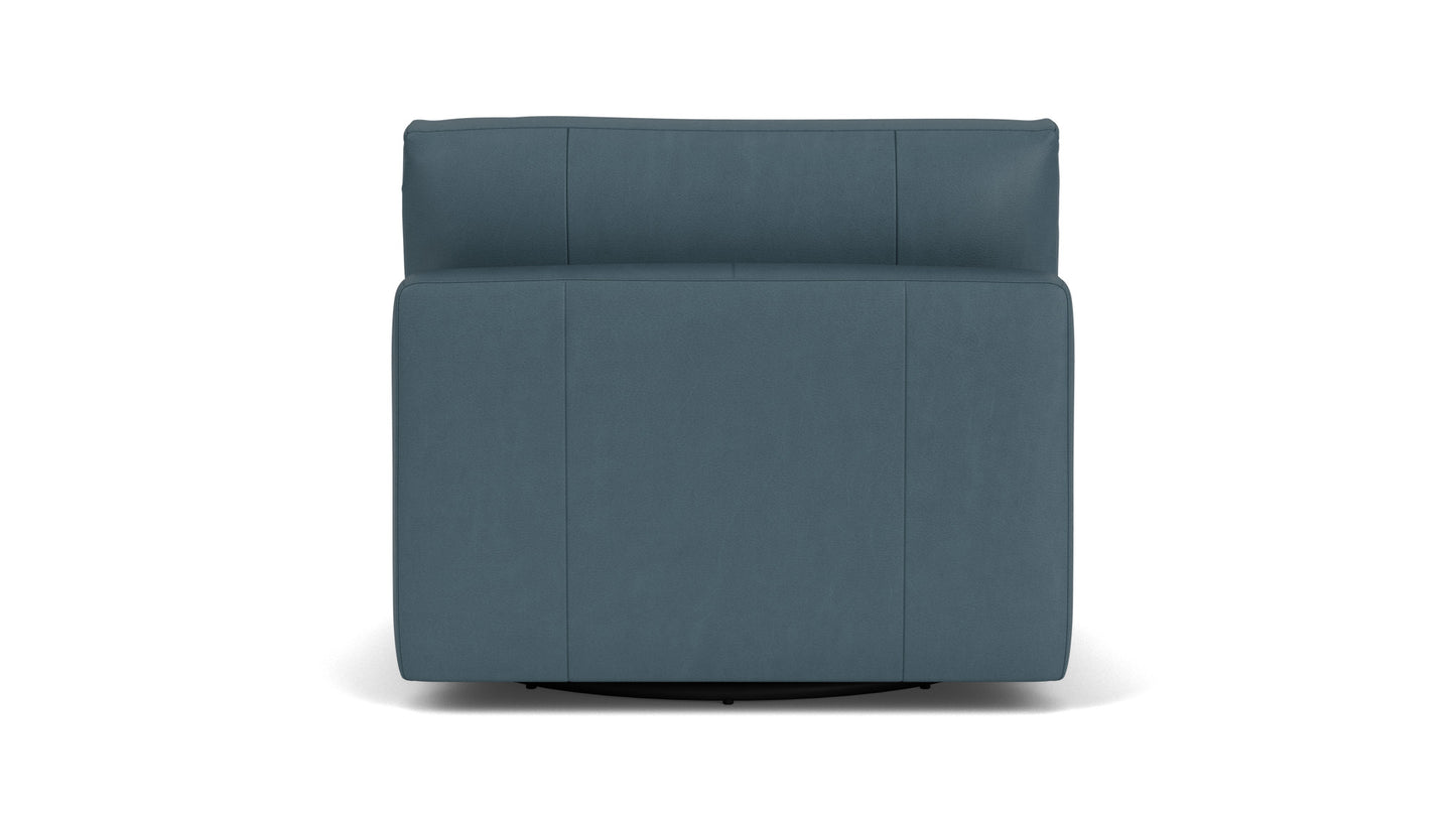 Cello Armless Swivel Chair - Donna Blue Well Leather  Image - 3