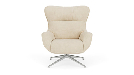 Arie Welt Chair - Aspen Pebble Front and Back Fabric - Polished Metal Base Image - 1